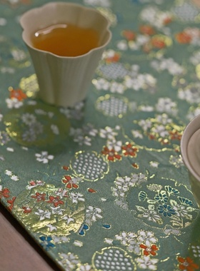礼品金丝织锦茶席茶垫复古文艺素雅茶道零配桌旗干泡席方茶布桌垫