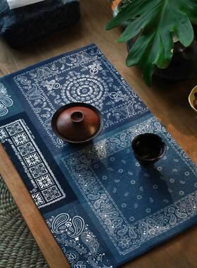 引之棉麻加厚复古印花小茶席布艺桌旗花卉茶垫油画民族风吸水茶布