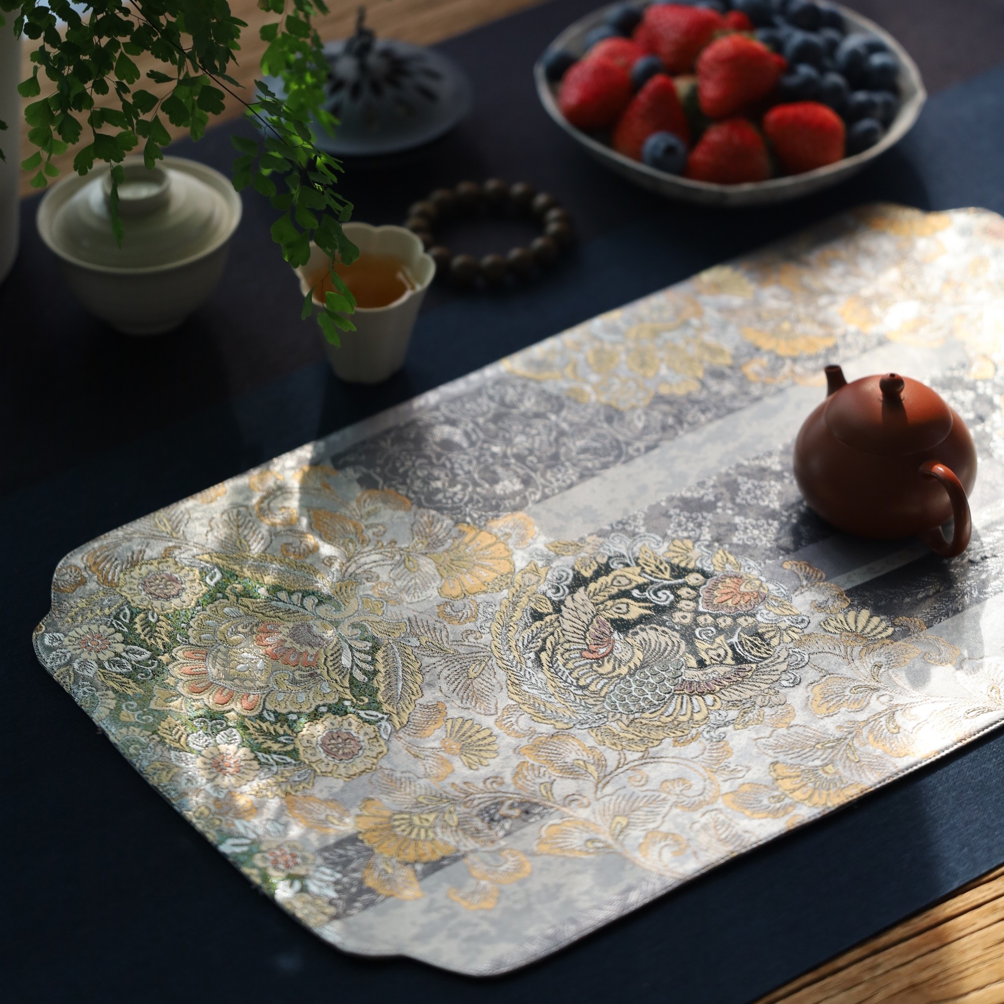 西阵织高端茶席重工织锦缎茶垫金箔缠枝花卉茶旗桌旗精致茶艺礼品,居家布艺,茶席,淘宝优惠券,粉丝福利购,淘宝优惠卷