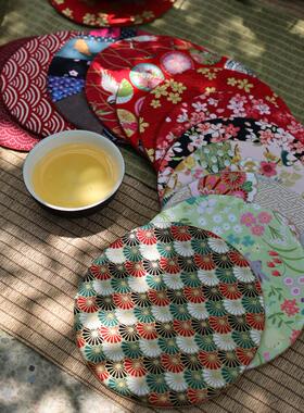 引之茶道印花棉麻布艺壶垫茶垫圆形养壶垫功夫茶具配件防磕隔热垫