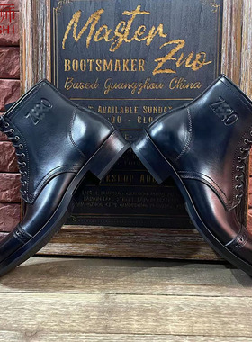 左大师1675-5-1B私人定制美国horween皮手缝固特异工艺工装靴