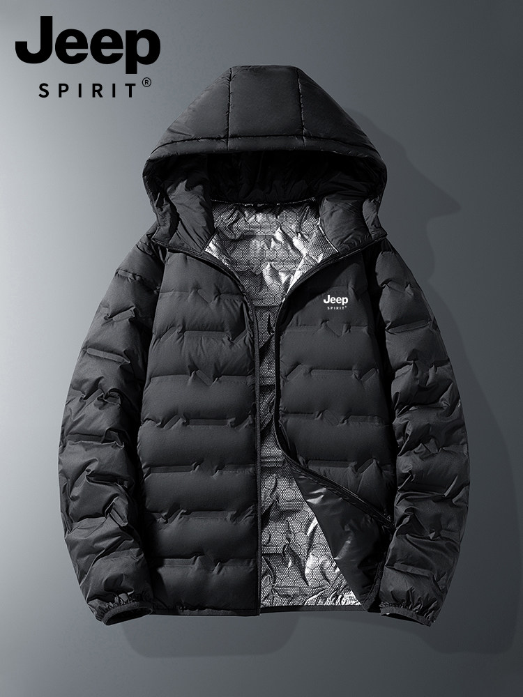 JEEP Lightweight Down Jacket Men's Spring and Autumn 2025 New Warm White Duck Down Hooded Outerwear for Middle-aged and Elderly Winter Wear