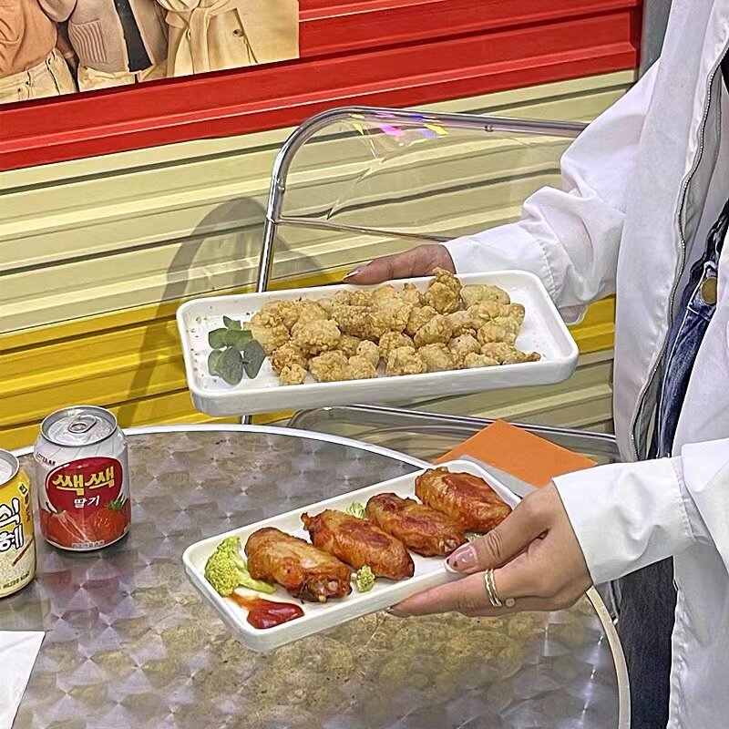 简约ins风陶瓷长方形西餐盘子