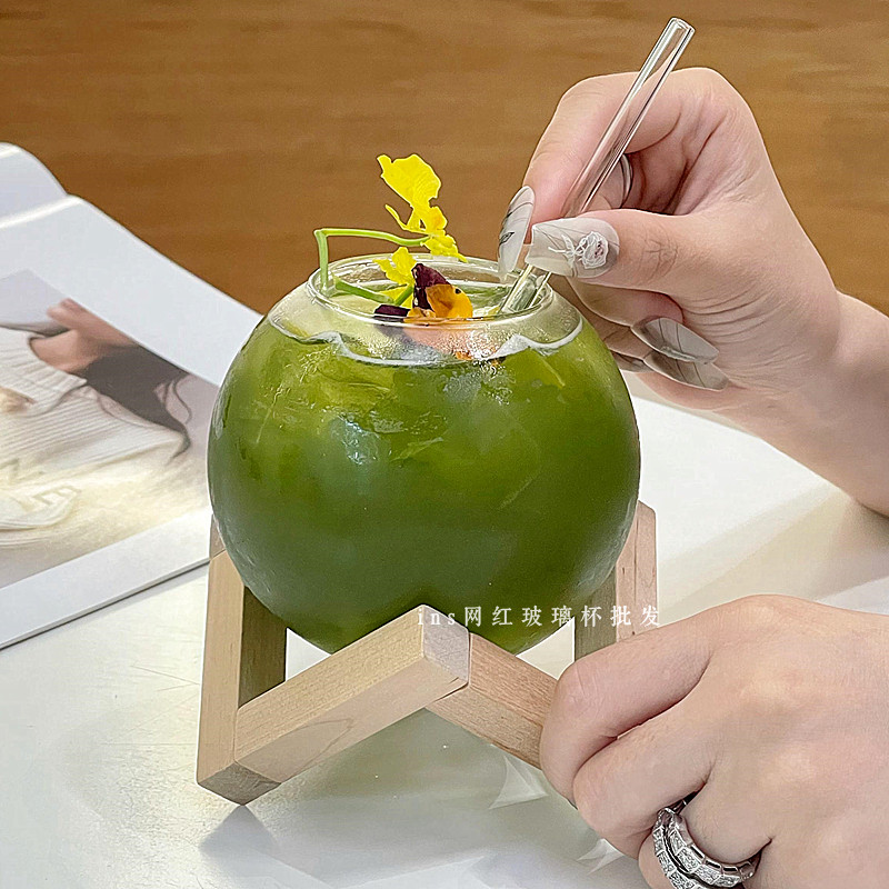 高颜值个性圆球杯设计感果茶杯