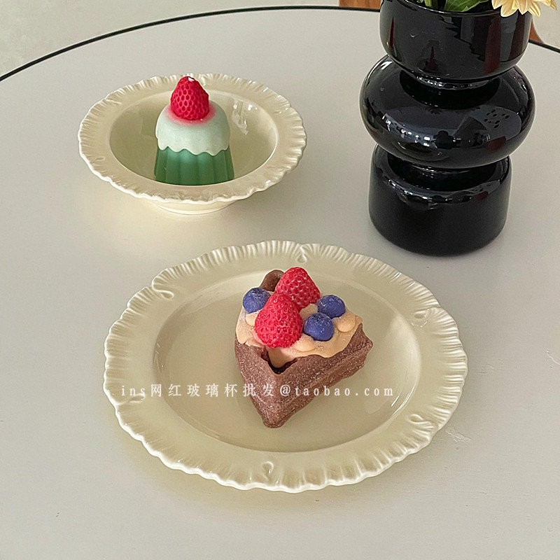 ins风不规则纹陶瓷蛋糕盘