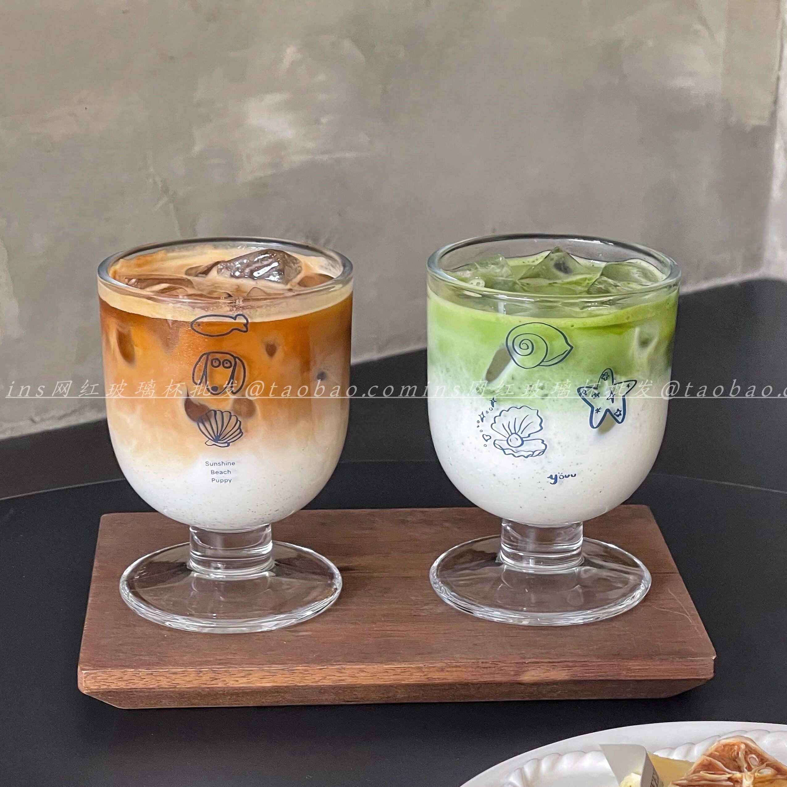 复古矮脚杯胖乎乎透明咖啡玻璃杯