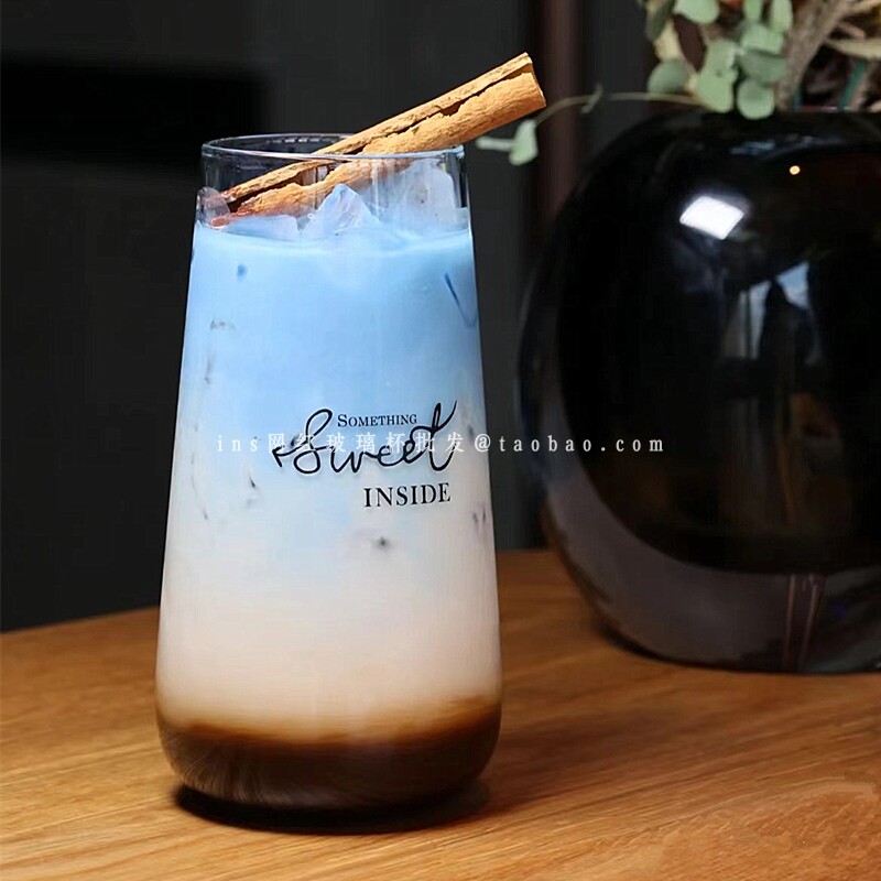 ins耐热玻璃字母果汁杯