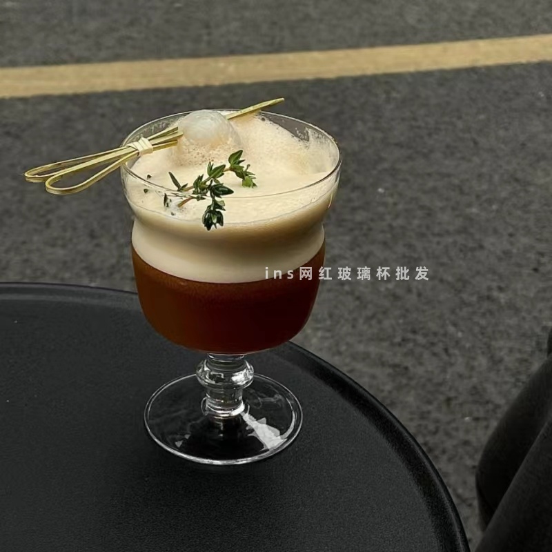 复古冰美式拿铁咖啡杯小众ins高脚玻璃杯冷饮特调果汁杯鸡尾酒杯 - 封面