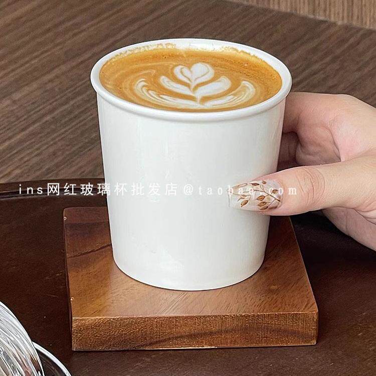 韩国ins风创意纸杯造型陶瓷手握杯简约dirty纯色拿铁杯咖啡拉花杯