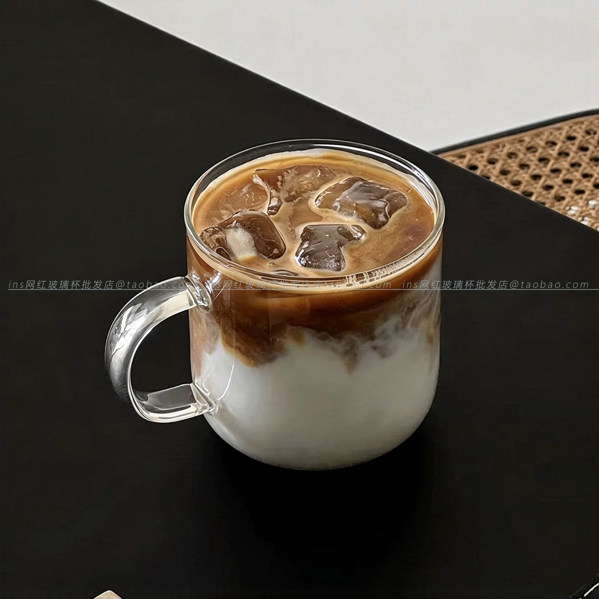 简约透明耐热手把玻璃咖啡杯