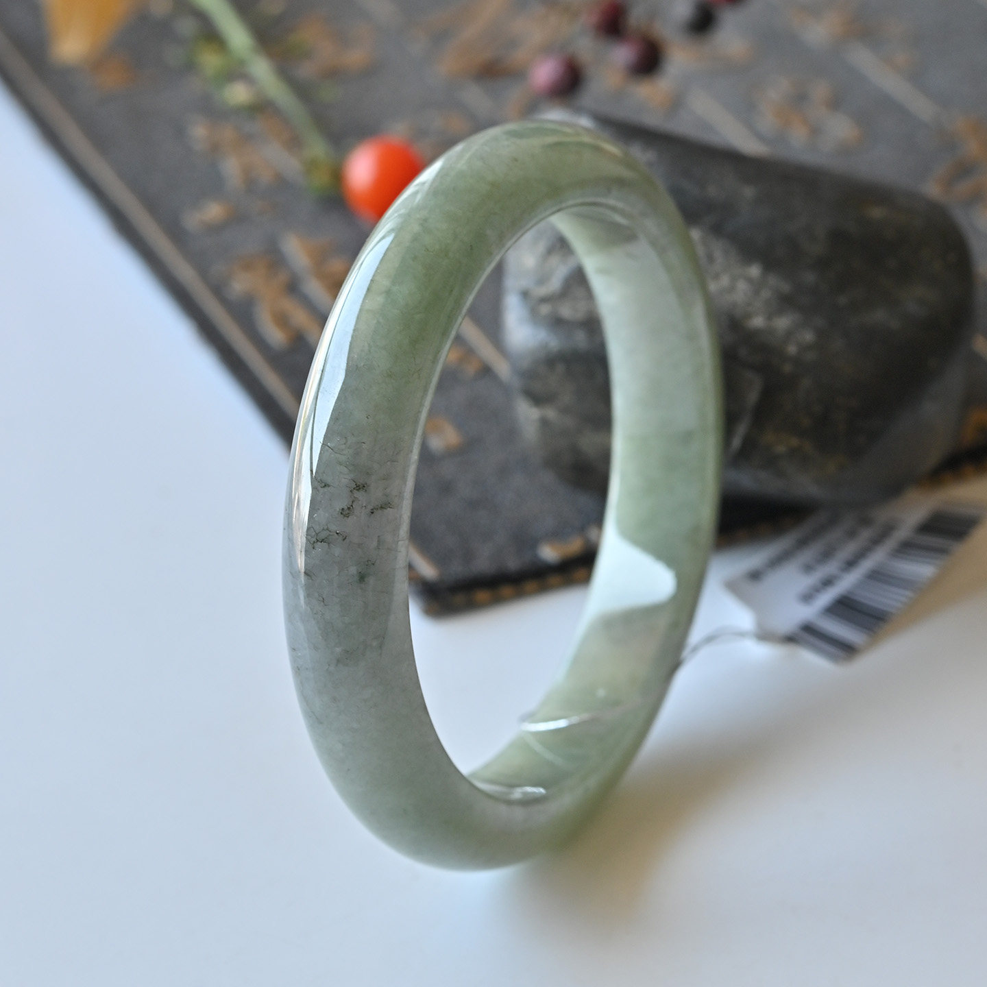 清仓天然缅甸翡翠A货冰种满绿玉手镯女款55.8老坑玉石镯子正圈