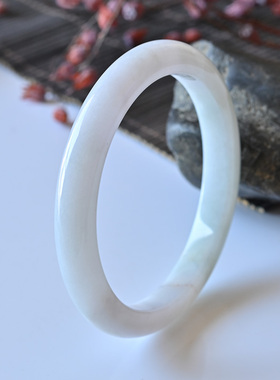 玉泰天然A货翡翠手镯冰糯种白色玉镯子女款57.3缅甸玉手镯带证书