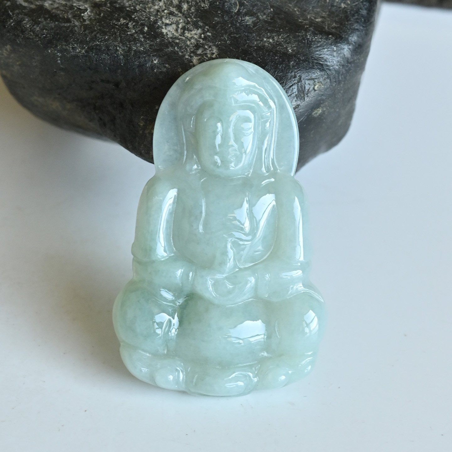 清仓天然翡翠A货翡翠玉观音吊坠冰糯种蓝绿玉坠子项坠缅甸玉挂件