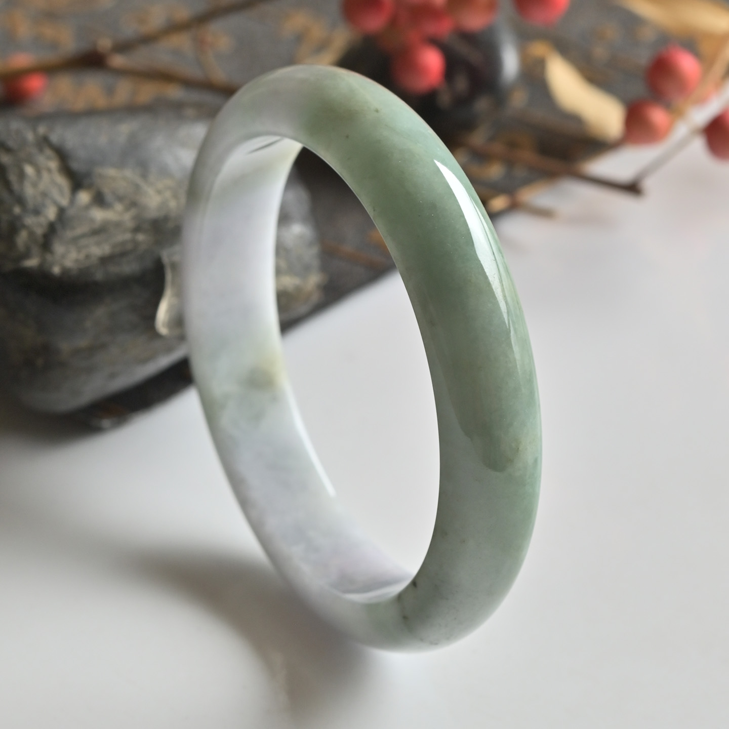 清仓天然A货翡翠手镯冰糯种蓝紫玉镯子女57缅甸玉石手镯一物一图