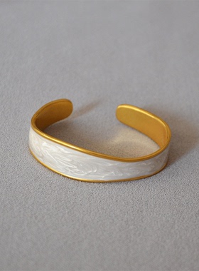 珐琅珠光不规则手镯复古金个性