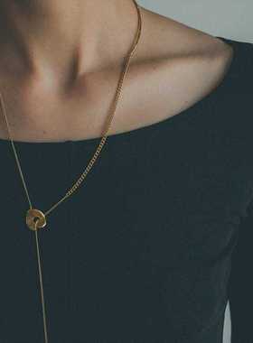 松本惠奈联名款双层项链日本小众复古设计黄铜镀金两用毛 衣链女