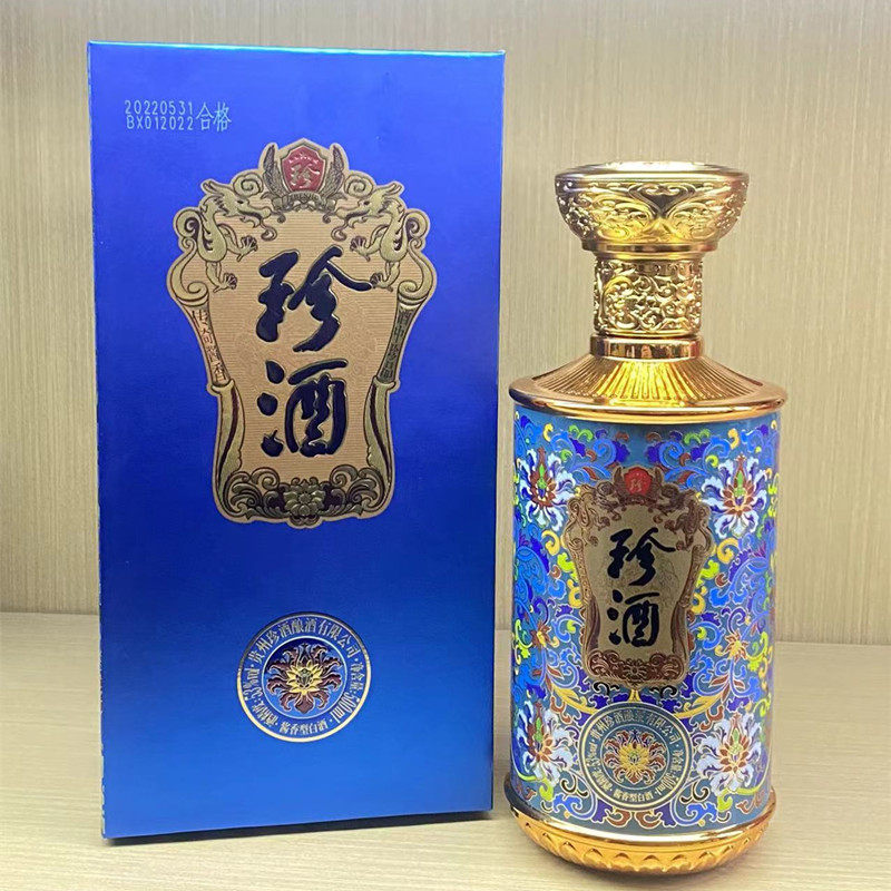 珍酒景泰蓝宝相花 贵州珍酒文创 53度酱香型白酒500ml单瓶装