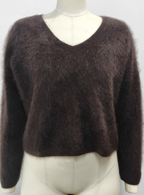 di kangra/德凯佳女装拉毛V领单边长袖套头S22-1000