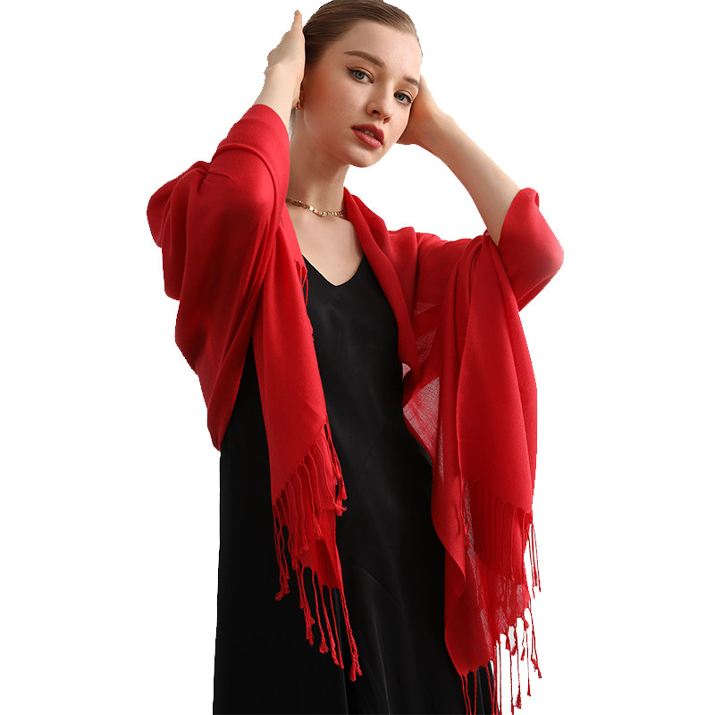 德凯佳羊毛空调披肩女春夏保暖百搭纯色高端围巾办公室冷气围脖