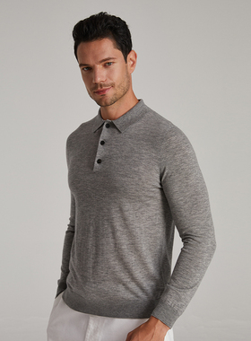 di kangra/德凯佳男款100支单面穿POLO领长袖衫S23-0759