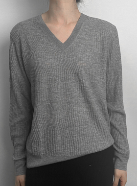 di kangra/德凯佳简约设计女士羊绒肌理长袖V领衫