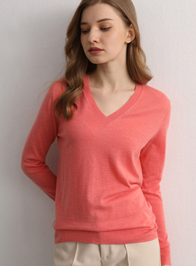 di kangra/德凯佳37.5简约设计纯色V领羊绒针织衫