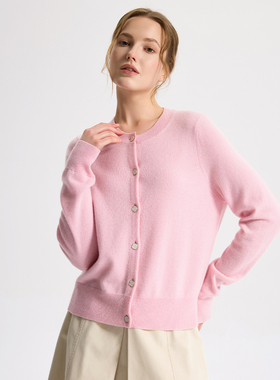 di kangra/德凯佳山羊绒女装圆领开胸长袖衫S25-1293