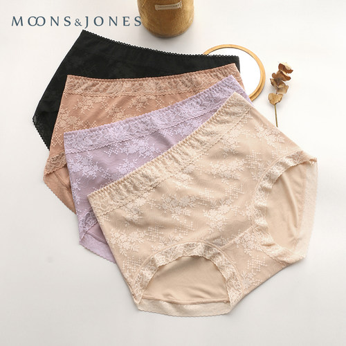 大码蕾丝内裤女中腰提臀收腹内裤