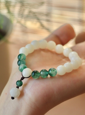 风荷—文艺白玉菩提根莲花手链