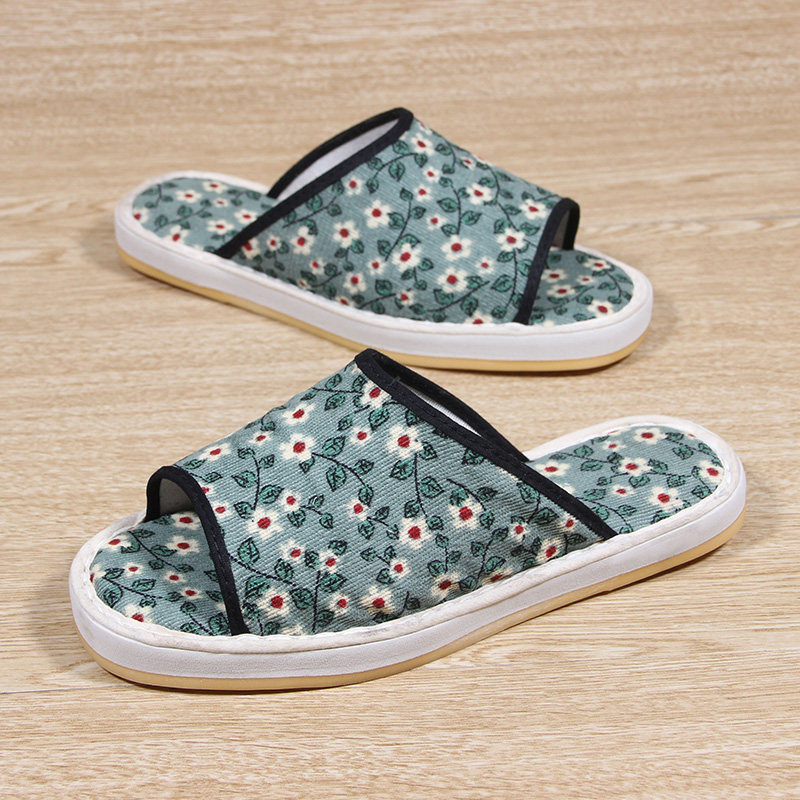 包邮老北京布鞋女士夏季泡沫底露趾布拖鞋中老年居家防滑地板拖鞋