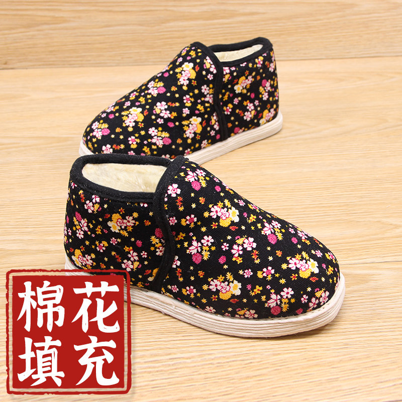 包邮老北京布鞋女冬加绒保暖棉鞋黑花手工棉花老棉鞋居家保暖鞋,女鞋,高帮鞋,淘宝优惠券,粉丝福利购,淘宝优惠卷