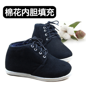 包邮老北京布鞋冬季保暖棉鞋男女手工棉鞋黑色棉布鞋系带家居棉鞋