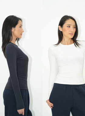 WellD 磨毛打底 ！基本款冬季刚需圆领T恤女秋冬百搭内搭长袖上衣