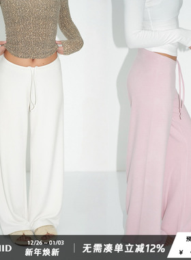 WellD 空气羊毛层  Q软高弹！保暖基本款抽绳直筒裤女宽松休闲裤