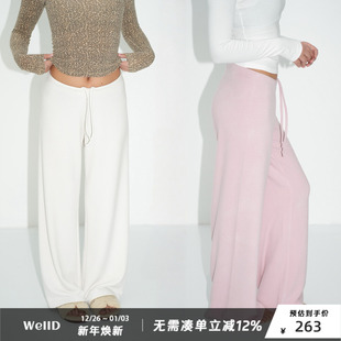 空气羊毛层 女宽松休闲裤 Q软高弹 抽绳直筒裤 保暖基本款 WellD