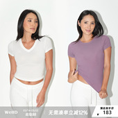 薄款 肌肤系列 高弹圆领 小V领透气短袖 显瘦T WellD 上衣修身 SKIN