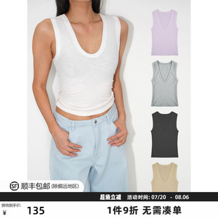 背心女簡(jiǎn)約時(shí)尚 百搭遮副乳上衣 精品長(zhǎng)絨棉深U領(lǐng)無(wú)袖 WELLBOUTIQUE