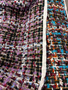 布料面料宽幅一米价 服装 售罄 浆果色编织粗花呢小香风外套套装