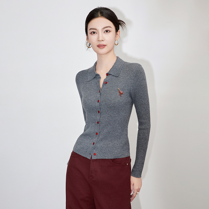 火烈鸟亮片刺绣打底衫上衣