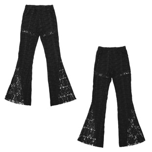 长裤 蕾丝花边喇叭裤 复古小众设计个性 高个子｜暗黑辣妹美式