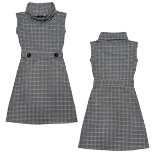 连衣裙女 翻领无袖 大码 ｜昭和古早感县城风千金风复古格纹无袖