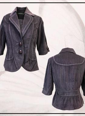 古早复古昭和法式vintage风格艺术系丝绒怀旧感紫色中袖短外套