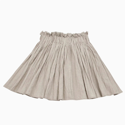 法式简约小清新森女复古百搭休闲纯色褶皱亚麻大摆半裙