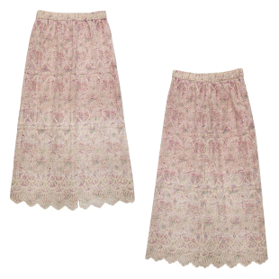 可露丽少女初恋田园文艺森系小清新法式 度假复古蕾丝花边半身裙女