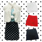 日杂风复古波点半身裙女高腰显瘦A字短裙包臀白波点裙子