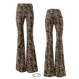 西子瓦古早早韩复古嬉皮涩谷辣妹亚文化豹纹低腰超长裤 拖地喇叭裤