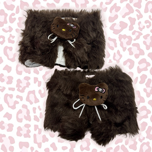 日系冬季 套 保暖百搭可爱千禧咖色褪套袜套鞋