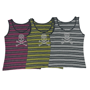 Gyaru涩谷日系古早暗黑辣妹时尚休闲银丝条纹弹力打底吊带背心女