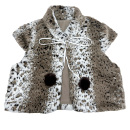 西子瓦古早感日杂风复古可爱球球短袖 环保皮草毛毛外披坎肩小马甲