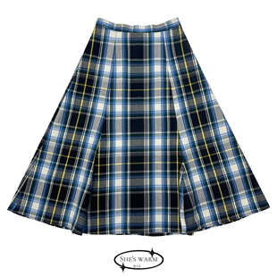 25秋日系日潮甜酷风大摆A字格子半身长裙